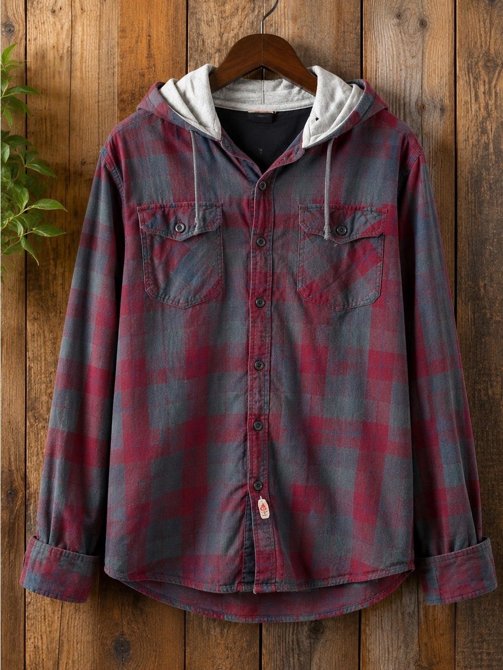 Body Glove Plaid Flannel Hoodie Shirt XL Button Down Western Grunge Casual
